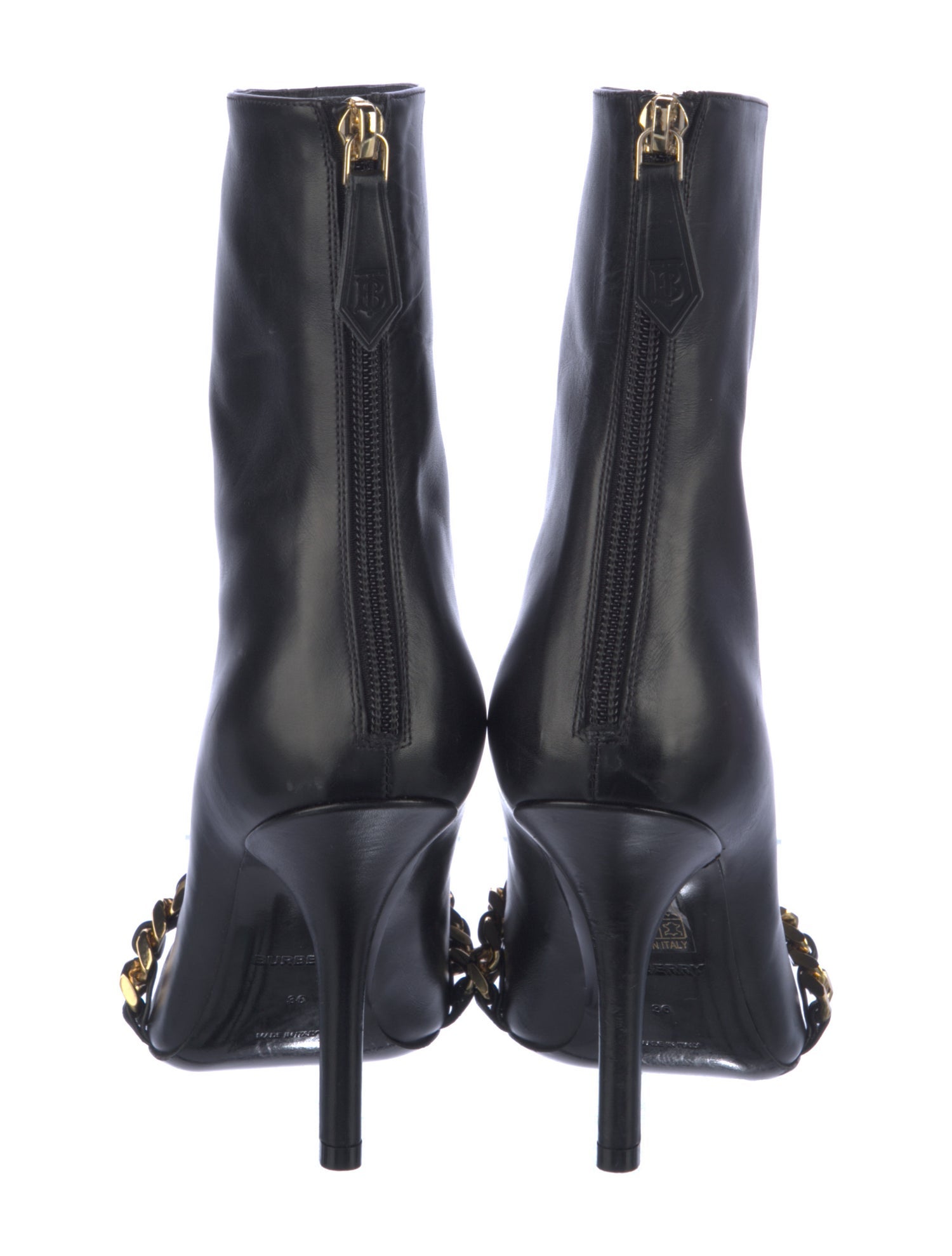 Burberry Leather Chain-Link Accents Boots